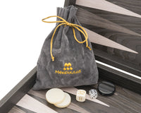Manopoulos ebbenhout- en grijs eiken luxe Backgammon-set met deluxe vinyl Backgammon-bekers