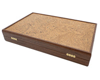 De Manopoulos Luxe Walnut Burl- en Wenge Backgammon-set met luxe Backgammon-bekers
