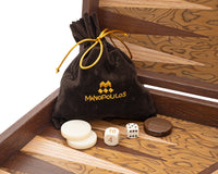 De Manopoulos Luxe Walnut Burl- en Wenge Backgammon-set met luxe Backgammon-bekers