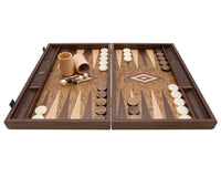 De Manopoulos Luxe Walnut Burl- en Wenge Backgammon-set met luxe Backgammon-bekers