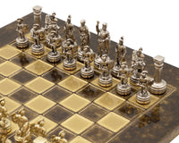 Manopoulos Griekse Romeinse Leger Metalen Schaakset met Houten Koffer - KLEIN