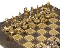 Manopoulos Griekse Romeinse Leger Metalen Schaakset met Houten Koffer - KLEIN