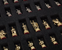 Manopoulos Griekse Romeinse Leger Metalen Schaakset met Houten Koffer - KLEIN