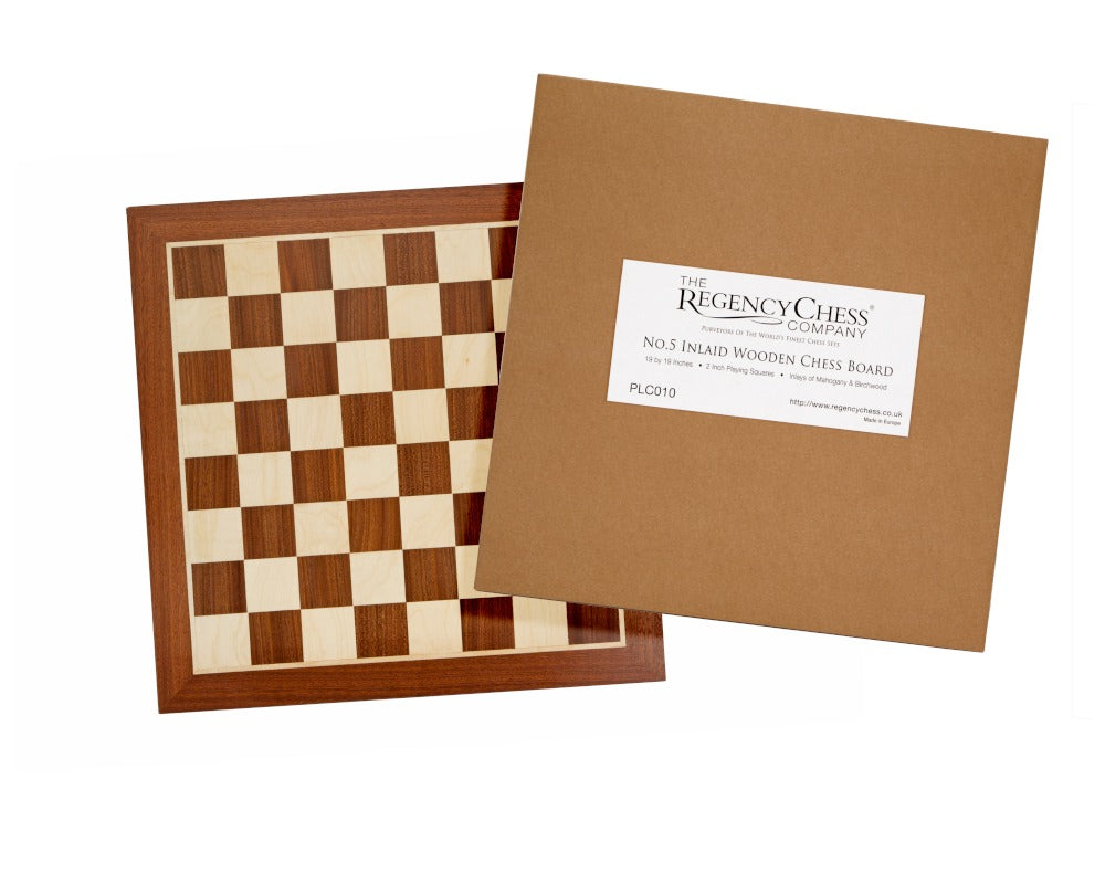 19 Inch Inlaid Mahogany Chess Board with Packaging from The Regency Chess Company