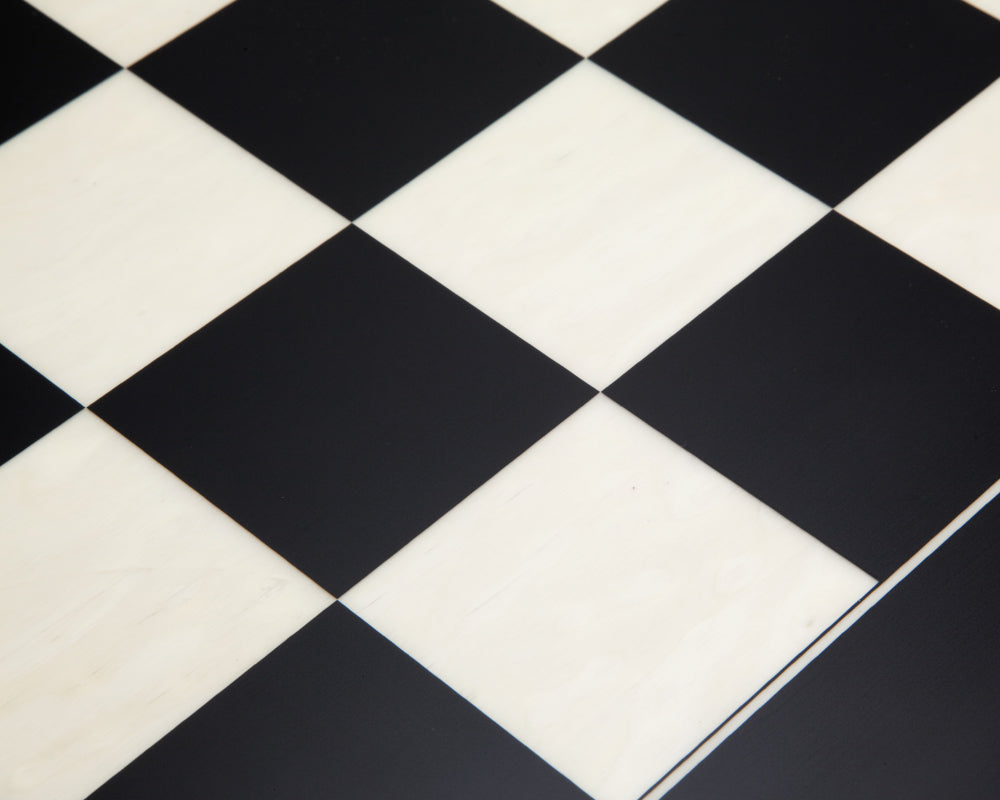 23.6 inch Matt Black and Maple Deluxe Chess Board with 2.36 inch playing squares, crafted in Spain with high-grade veneer construction.