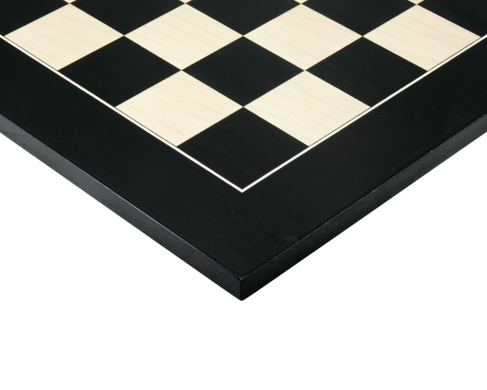 55 cm Hoogglans Zwart Anegre- en Esdoorn Deluxe Schaakbord
