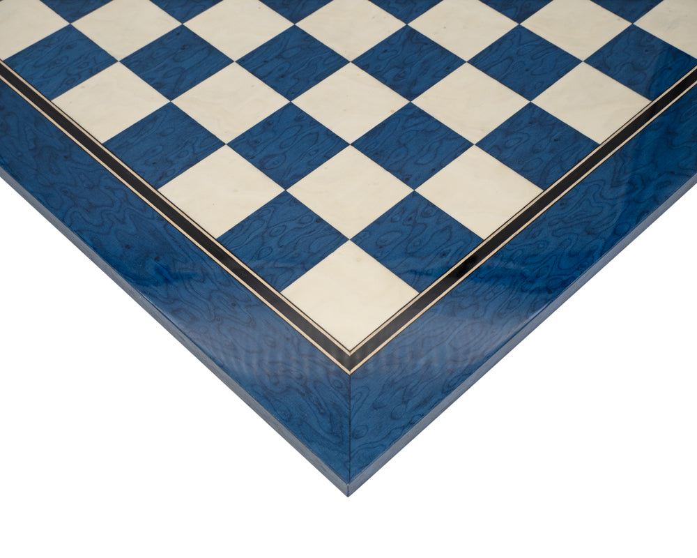 50 cm gelakt blauw esdoorn deluxe Schaakbord