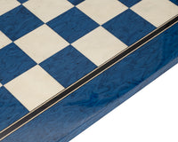 50 cm gelakt blauw esdoorn deluxe Schaakbord