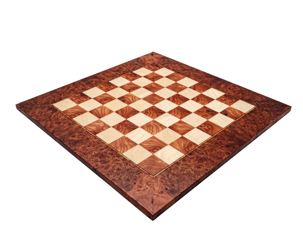 21.25 inch Mastellone Giuseppe Elm Wood Inlaid Board with linen playing surface for Hnefatafl game, made in the UK