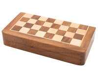 Deluxe opvouwbare hardhouten reisschaakset 25 cm met magnetische schaakstukken