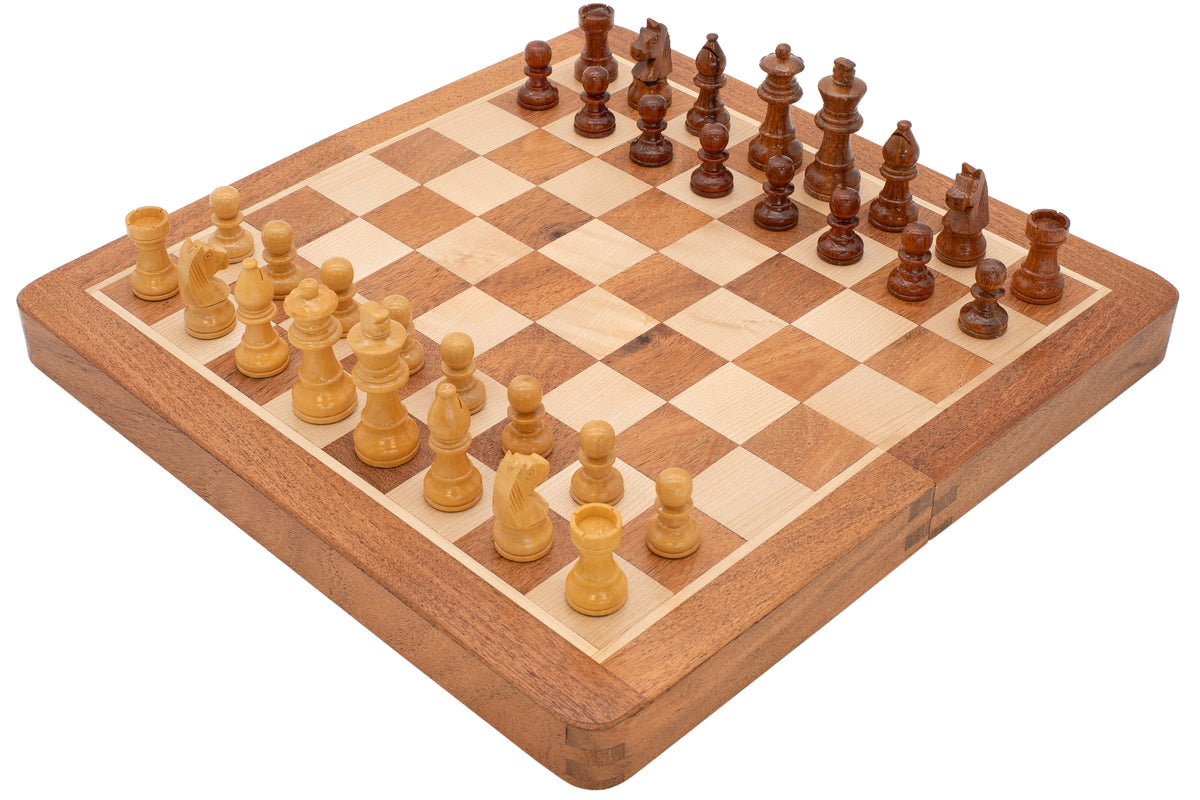 Luxe massief houten opvouwbare magnetische schaakset 30 cm