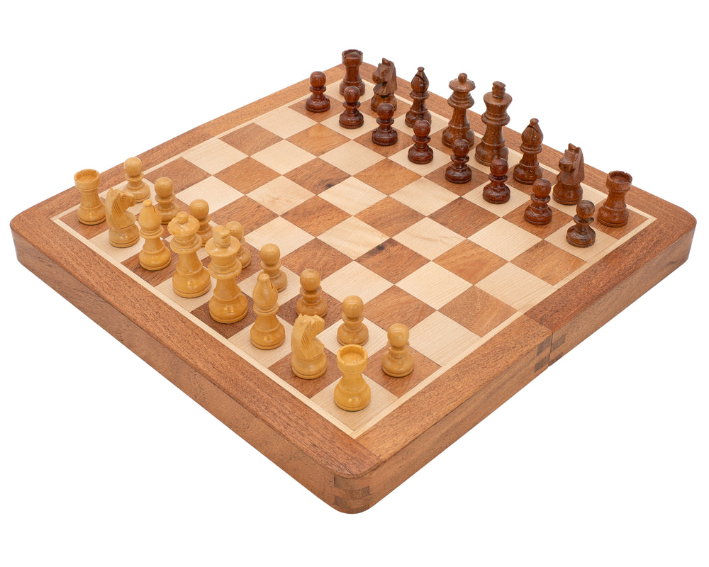 Luxe massief houten opvouwbare magnetische schaakset 30 cm