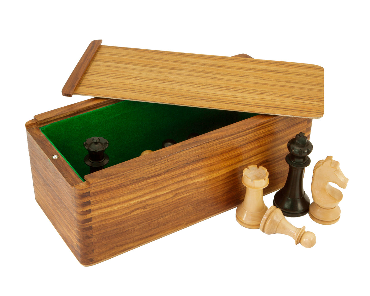 Opbergkist voor schaakstukken van Sheesham, 28 cm, met schuifdeksel
