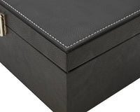 Opbergkist voor schaakstukken in zwarte lederlook
