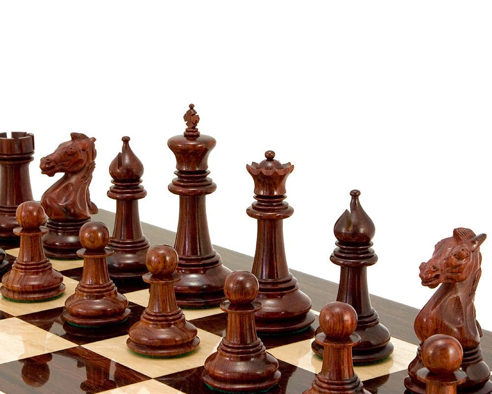 Madrid Series Rosewood Luxury Chess Pieces with 4 Inch King and Additional Queens on a 23 Inch Board