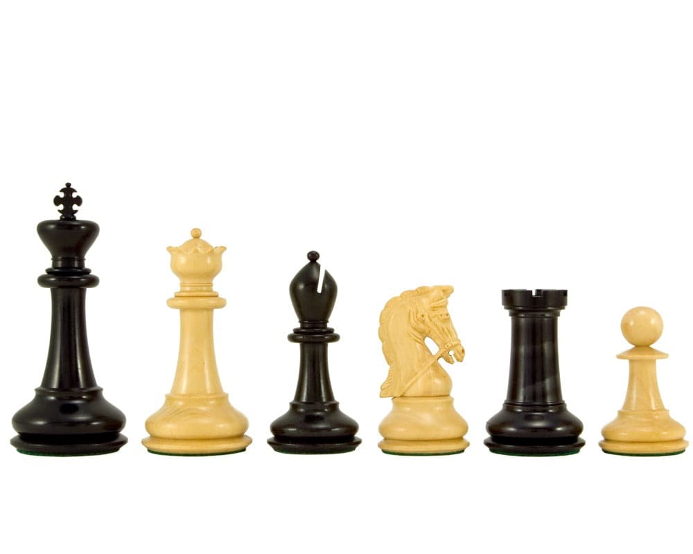 Monarch Series Ebony and Boxwood Luxury Chess Pieces 4.5 Inches – Supreme Quality Staunton Set with Eastern Influence and Detailed Knights