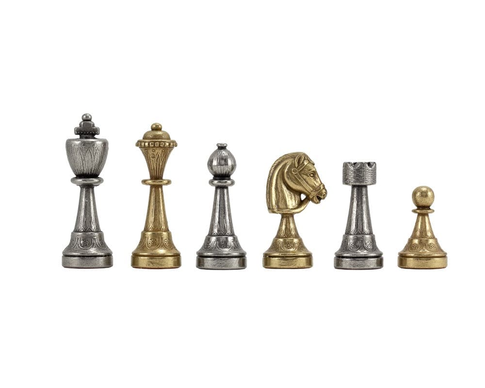 Finnesburg Series Brass and Nickel Chess Pieces, 3 inches, expertly crafted, high-quality design, ideal for premium chess boards