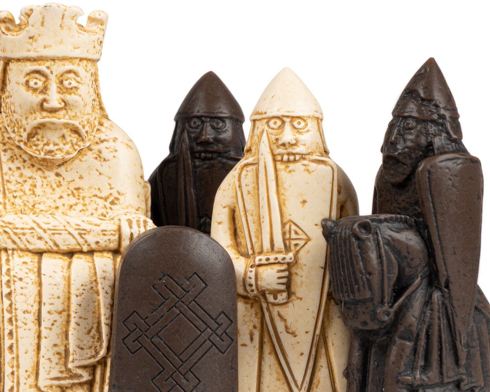 Official Isle of Lewis chessmen set by Regency Chess Company, hand made UK replicas in crushed stone resin, 2019 collection