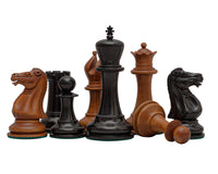 1849-reproductie Staunton-schaakstukken - ebbenhout & gepatineerd buxushout - 11,2 cm