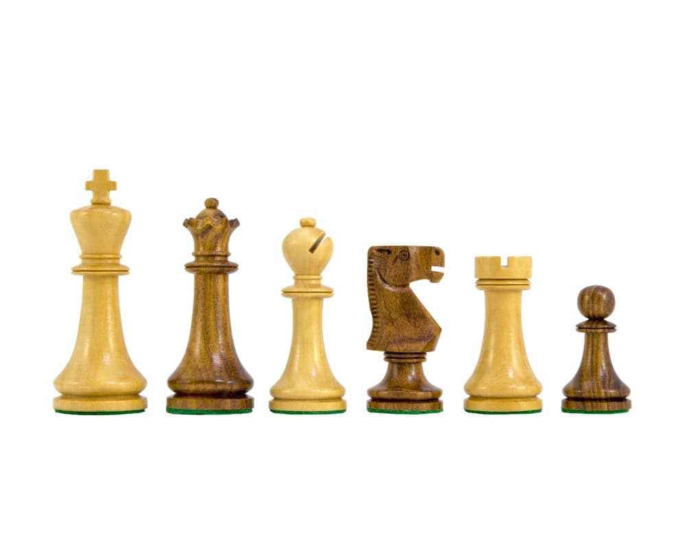 Pioneer Golden Rosewood Chessmen set with 3.75 inch king, hand-turned, weighted and felted Staunton style pieces, ideal for 20 inch board.