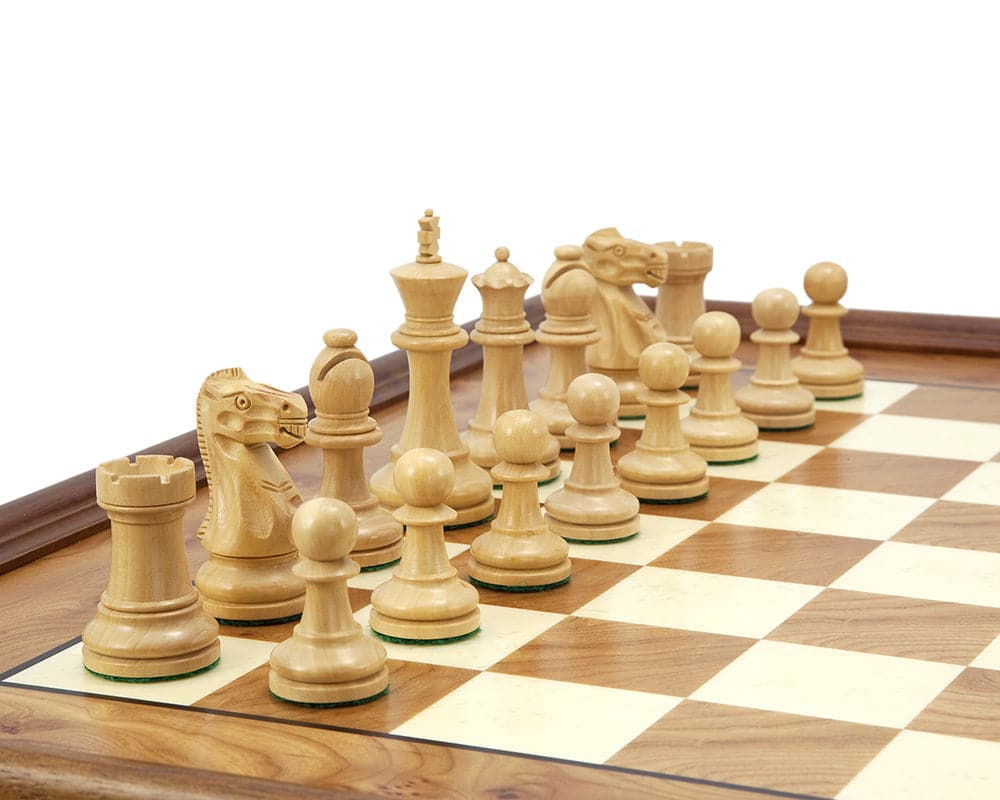 Supreme Rosewood and Briarwood Traditional Chess Set with elm chess cabinet and beautifully crafted chess pieces