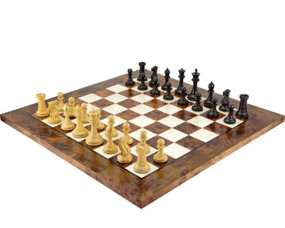 Oud-Engelse elite ebbenhouten en briarhouten luxe schaakset