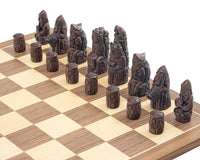 De Berkeley Chess middeleeuwse roestbruine en walnoot schaakset