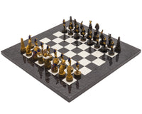 Luxe, houtskoolkleurige, met de hand beschilderde Schaakset met Oud-Egypte-thema van Italfama