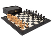 Down Head Paard en zwarte Deluxe Schaakset met Opbergkist voor schaakstukken