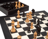 Down Head Paard en zwarte Deluxe Schaakset met Opbergkist voor schaakstukken