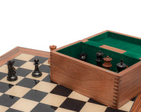 De 1849-reproductie Staunton-schaakset van ebbenhout en palisander, met een gepatineerde afwerking — Luxe