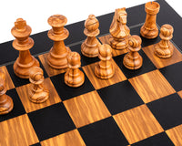 Rechapados Ferrer Zwart & Olijf Deluxe Staunton Schaakset met Etui