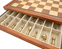 De Finnesburgh metalen- en mahonie deluxe schaakset