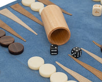 De Manopoulos suède oprolbare reis-backgammonset - RAF Blue