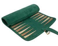 Manopoulos suède oprolbare reis-Backgammon-set - groen