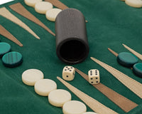 Manopoulos suède oprolbare reis-Backgammon-set - groen