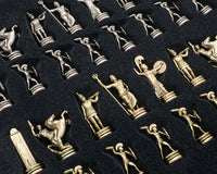Manopoulos Griekse Mythologie Schaakset met houten Opbergkist voor schaakstukken - Middelgroot